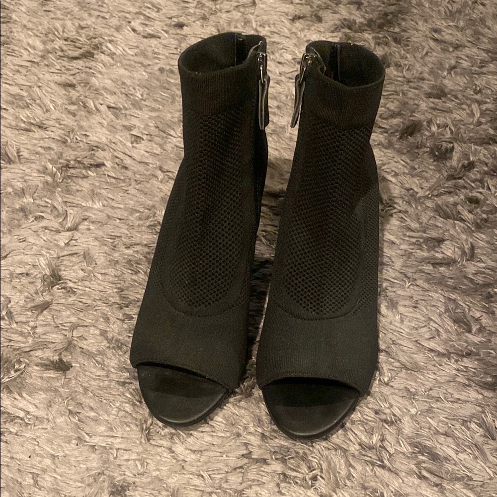 Elegant Black Ankle Peep Toe Bootie